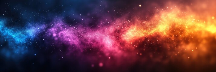 Naklejka premium Vibrant cosmic nebula with radiant colors and glittering stars.