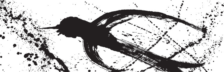 墨で書いたツバメ　手書きイラスト