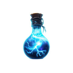 Glowing Blue Potion Bottle with Magical Lightning