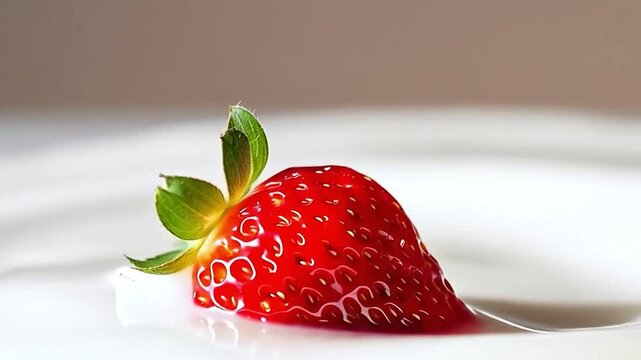 Milk splash with strawberries in a bowl