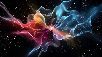 Fototapeta premium Glitch-inspired wave fx in cosmic space digital art abstract visualization creative design