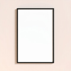 Obraz premium Elegant vertical black frame on a pastel-colored wall. Frame mockup