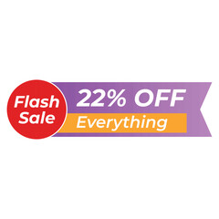  Flash Sale Banner 28 Off Everything Flash Sale Banner A vibrant flash sale banner graphic with a 28 off discount on everything.