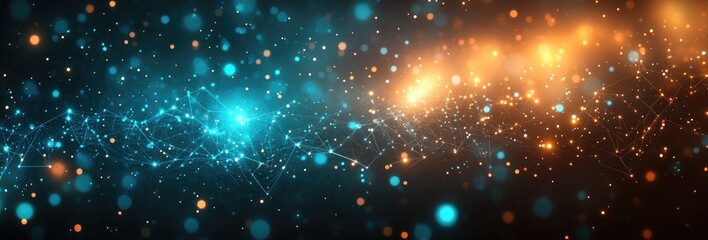 Obraz premium Vibrant abstract digital art with interconnected particles.