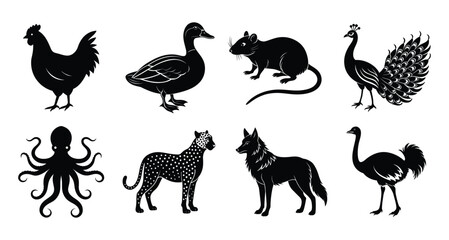 A collection of vector silhouette animal. PNG silhouette animal set,