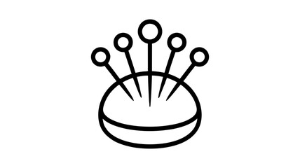 Vector illustration of a pincushion with sewing pins icon for tailoring and craft use