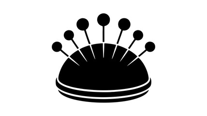 Vector illustration of a pincushion with sewing pins icon for tailoring and craft use