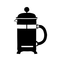 French Press Coffee Maker Silhouette Vector Illustration