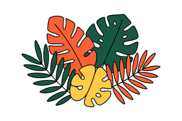 Tropical Leaves Vector Illustration Colorful Monstera and Palm Design