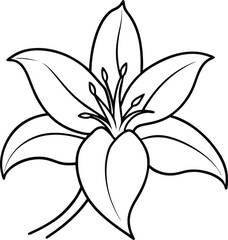 Flowers line art silhouette on white background