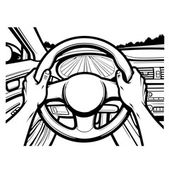 Hands gripping steering wheel on open road, driving motivation
