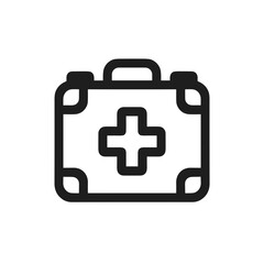 Obraz premium Minimalistic black-and-white first aid kit icon illustration, professional line art style, copy space