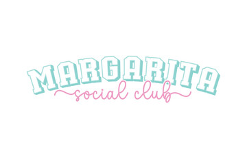 Margarita Social Club Retro Summer Varsity Typography T Shirt Design