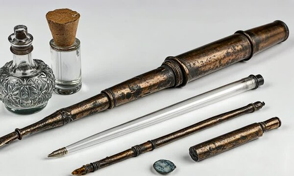 Elegant vintage writing instruments arranged artistically.