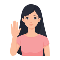 Fototapeta premium Woman with Raised Hand Gesture of Refusal and Disagreement