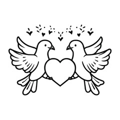 Fototapeta premium Two doves holding a heart