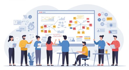 Team brainstorming session illustration