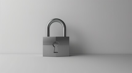 Naklejka premium A steel padlock is clearly isolated on a white background, presenting a concept related to security and protection with the touch of Generative Ai. The simple yet powerful image of the padlock against