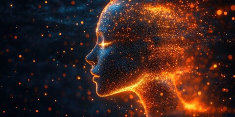 Abstract digital rendering of a profile face.