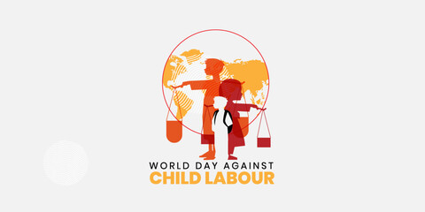 World Day Against Child Labour background. vector illustration concept of child exploitation campaign for banner, social media, poster, greeting card. vector illustration