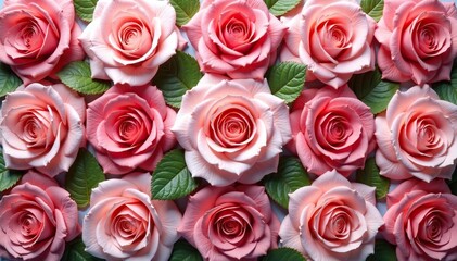 Fototapeta premium Delicate rose motifs arranged in a square tessellation , design, elegant