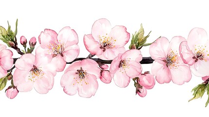 Delicate floral watercolor style blossoms botanical art nature serene environment close-up view