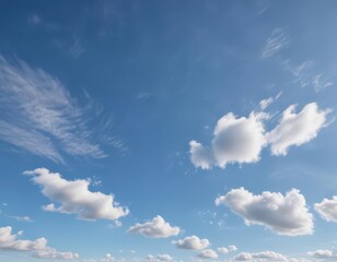 Obraz premium Crisp, cloudless blue sky with scattered cirrus clouds, pure, clean