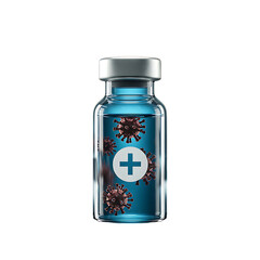 Fototapeta premium Vaccine vial covid virus treatment cure research medical science health care pharmaceutical solution injection on transparent background