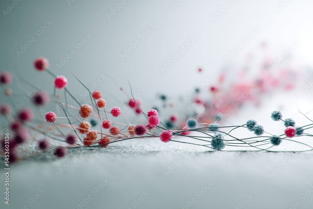 Aufkleber DNA Strand Surrounded by Colorful Bacterial Colonies Illustrating Effects of Genetic Mutation Generative AI