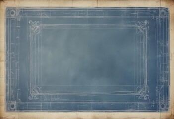 Blueprint overlay on vintage photo, textured effect, template, construction, element