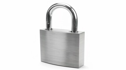 A steel padlock is clearly isolated on a white background, presenting a concept related to security and protection with the touch of Generative Ai. The simple yet powerful image of the padlock against
