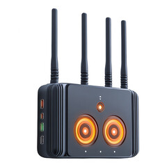 Buy high performance wifi router with antennas for home and office network on transparent background