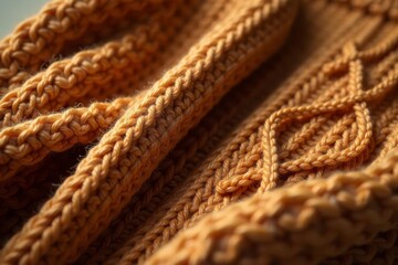 Cozy brown cable knit sweater, textured yarn, soft folds , winter fashion, brown