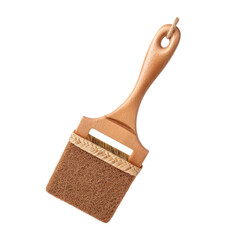 This tool features a sturdy wooden handle and a flat, soft bristle head perfect for applying paint or stain on surfaces. Ideal for home projects and crafts, it ensures smooth, even application