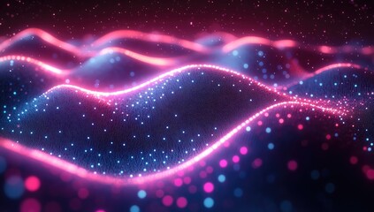 Fototapeta premium Abstract digital design with glowing particle waves.