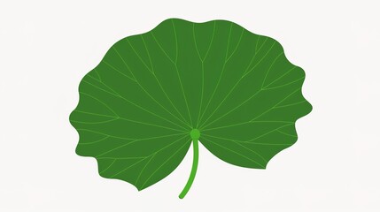 A green lotus leaf is prominently isolated on a white background, introducing a concept related to nature and tranquility with the integration of Generative Ai. The vivid green of the lotus leaf again