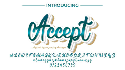 Accept  Font Stylish brush painted an uppercase vector letters, alphabet, typeface