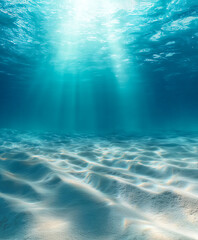 Fototapeta premium Stunning Underwater Scene Sunbeams and Ocean Floor