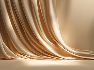 Elegant Draped Fabric Background Luxurious Beige Textile