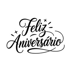 Feliz Aniversário Vector Design on White Background