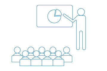 Fototapeta premium stickman at conference, man icon, office meeting, stick figure people icon . 