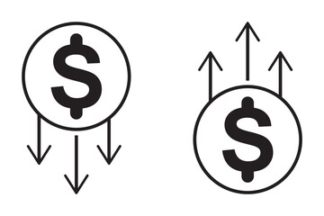 Cost reduction icon Thin line art isolated . 