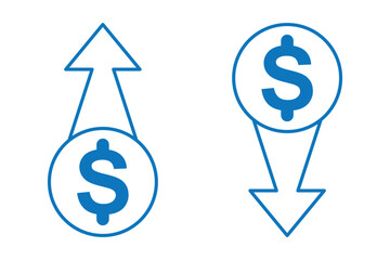 Cost reduction icon Thin line art isolated . 