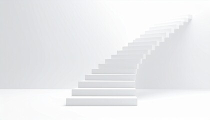 Ascending white staircase symbolizing growth and opportunity in minimalist environment
