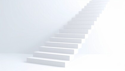 Fototapeta premium Ascending steps in a minimalist space abstract concept white environment inspirational perspective