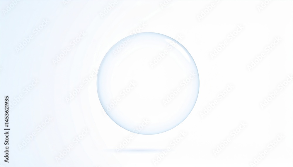 Poster floating transparent sphere in minimalist studio abstract design calm environment centered perspecti