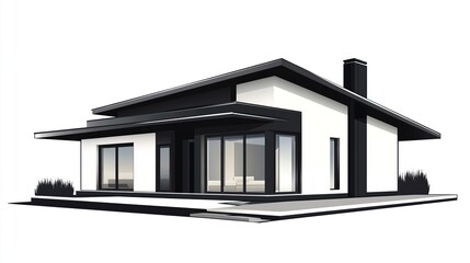 Modern house design with black accents and large windows