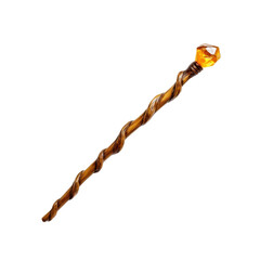 Twisted Wooden Staff with Amber Gem Top - Magical Prop for Fantasy, Witchcraft, or Roleplaying