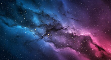 Fototapeta premium Cosmic Nebula A Breathtaking Celestial Tapestry of Blues, Purples, and Starlight