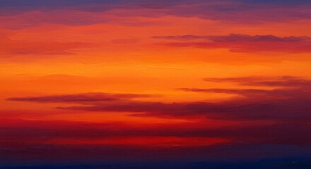 Fototapeta premium Fiery Sunset Sky Vibrant Hues of Orange and Red at Dusk